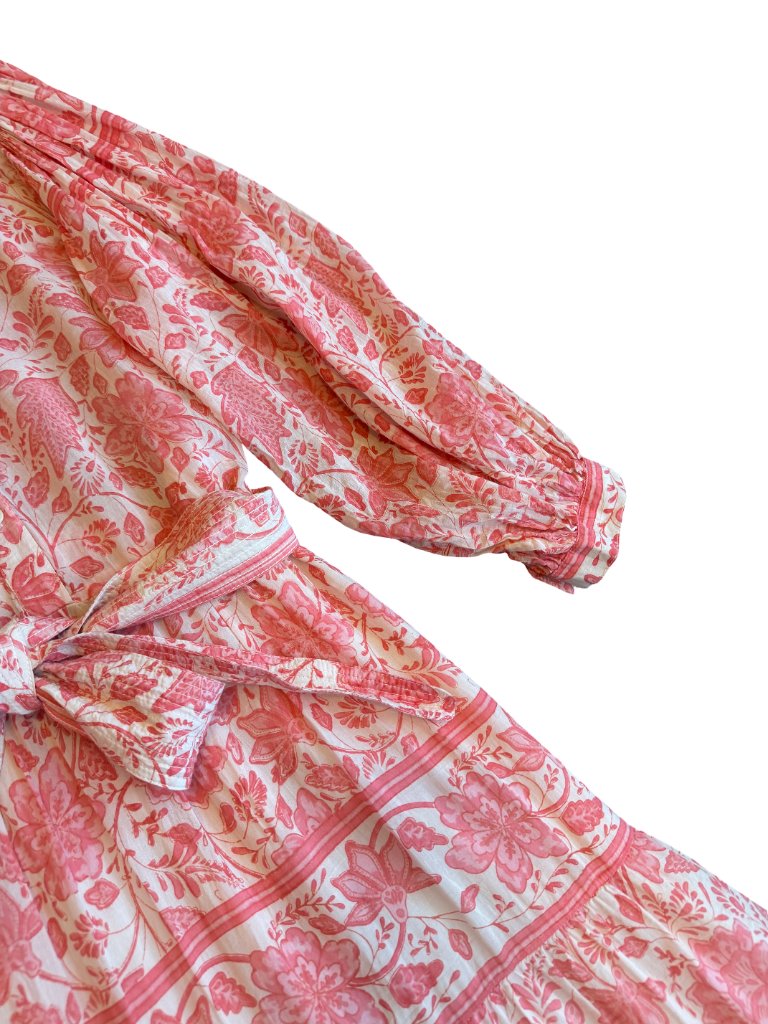 Bell By Alicia Bell Pink Floral Block Print Maxi Shirtdress Luxury Medium Womens — image 4 of 8